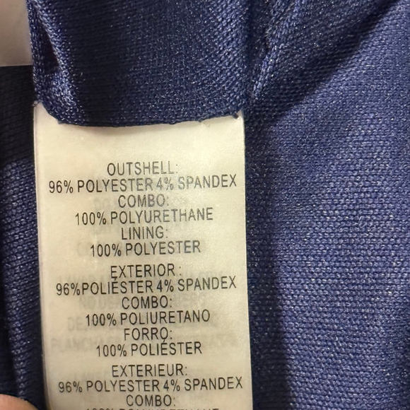 GUESS Sheath Dress Navy Black Lace Faux Leather Waist Size 14 Lined - Picture 8 of 8